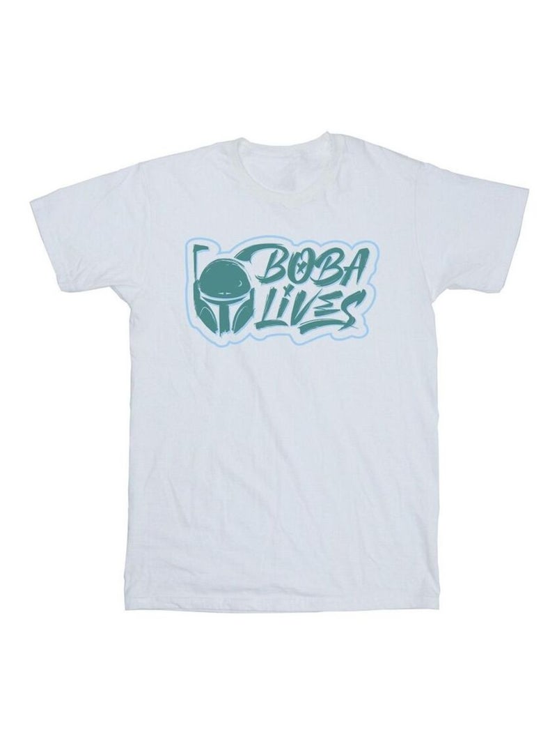 Star Wars - T-shirt THE BOOK OF BOBA FETT LIVES Blanc - Kiabi