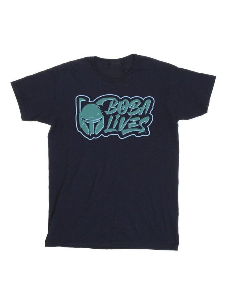 Star Wars - T-shirt THE BOOK OF BOBA FETT LIVES Bleu marine - Kiabi