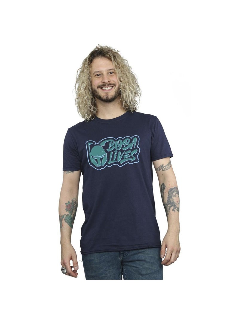 Star Wars - T-shirt THE BOOK OF BOBA FETT LIVES Bleu marine - Kiabi