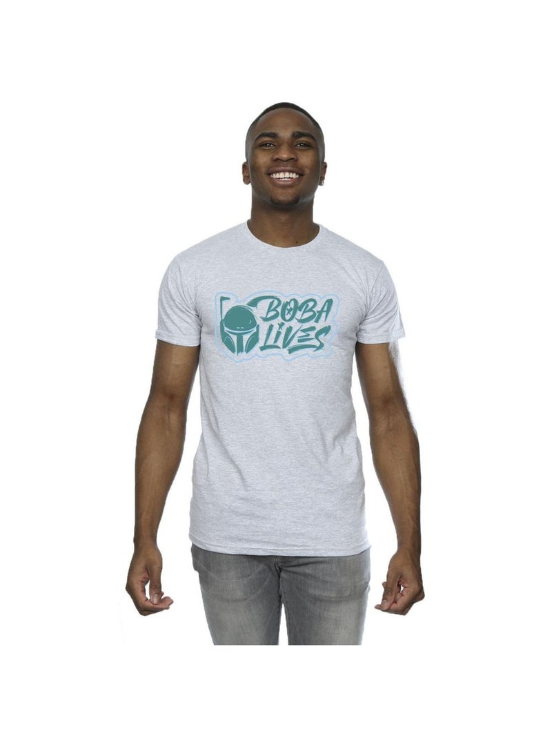 Star Wars - T-shirt THE BOOK OF BOBA FETT LIVES Gris chiné - Kiabi