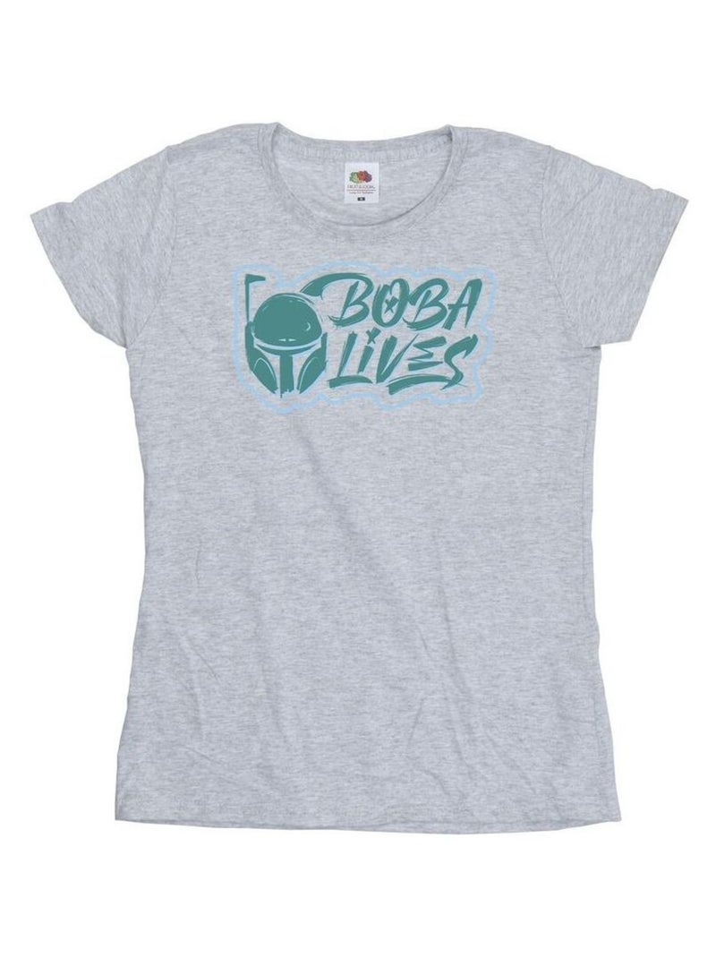 Star Wars - T-shirt THE BOOK OF BOBA FETT LIVES Gris chiné - Kiabi