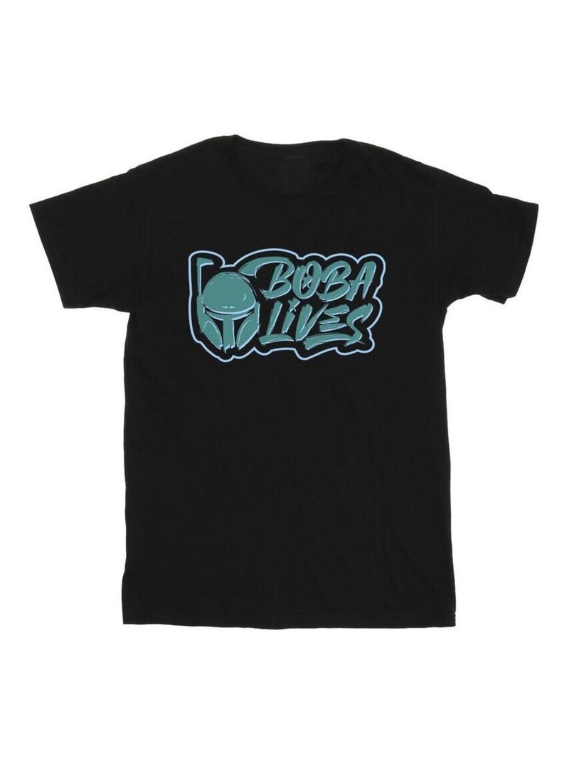 Star Wars - T-shirt THE BOOK OF BOBA FETT LIVES Noir - Kiabi