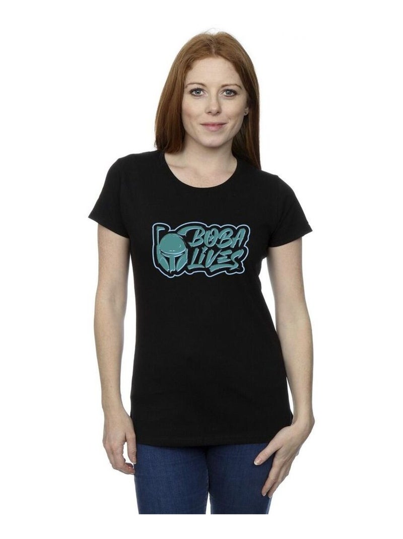 Star Wars - T-shirt THE BOOK OF BOBA FETT LIVES Noir - Kiabi