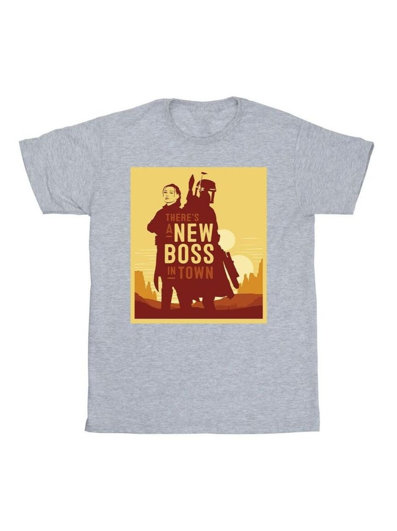 Star Wars - T-shirt THE BOOK OF BOBA FETT NEW BOSS Gris chiné - Kiabi