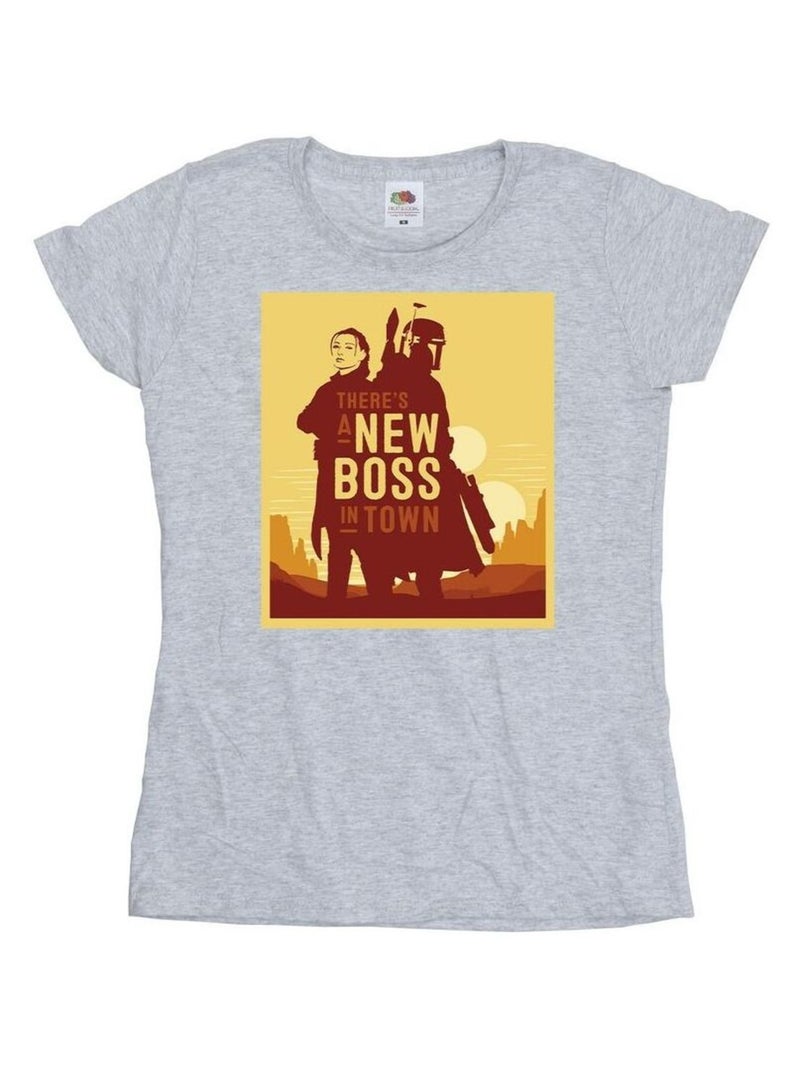 Star Wars - T-shirt THE BOOK OF BOBA FETT NEW BOSS Gris chiné - Kiabi
