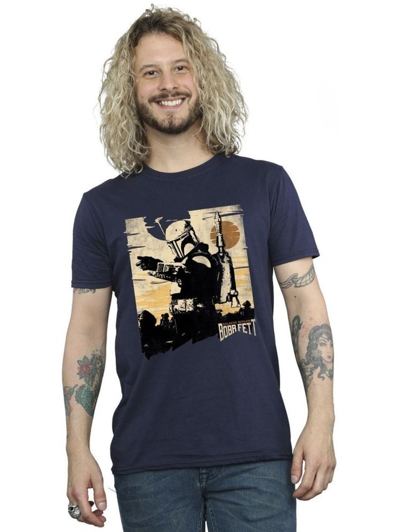 Star Wars - T-shirt THE BOOK OF BOBA FETT POINTS Bleu marine - Kiabi