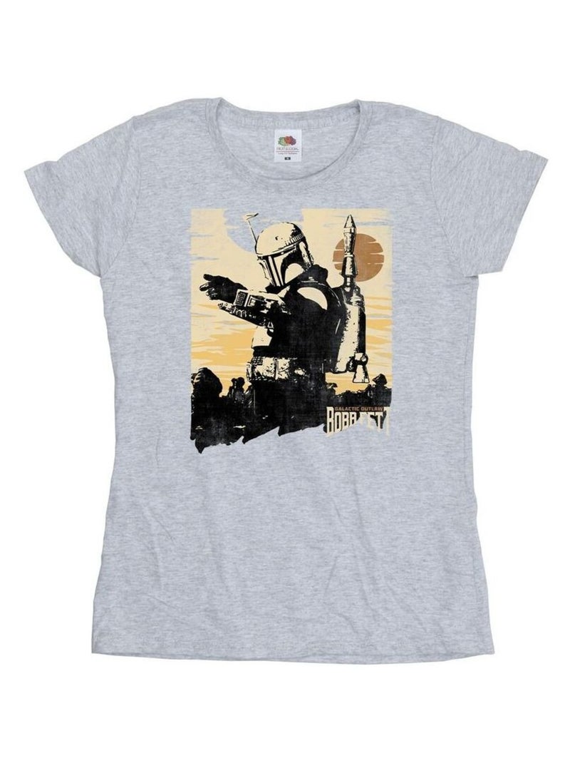 Star Wars - T-shirt THE BOOK OF BOBA FETT POINTS Gris chiné - Kiabi