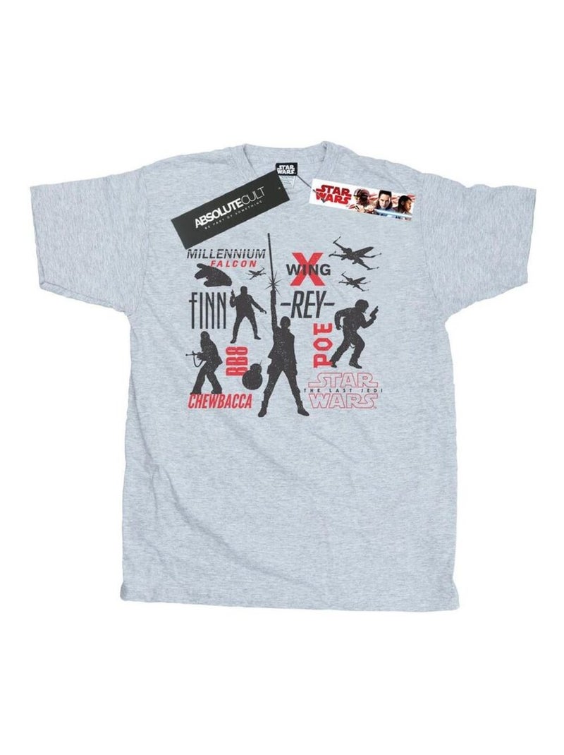 Star Wars - T-shirt THE LAST JEDI REBELLIONS Gris chiné - Kiabi