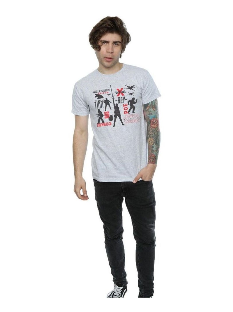 Star Wars - T-shirt THE LAST JEDI REBELLIONS Gris chiné - Kiabi