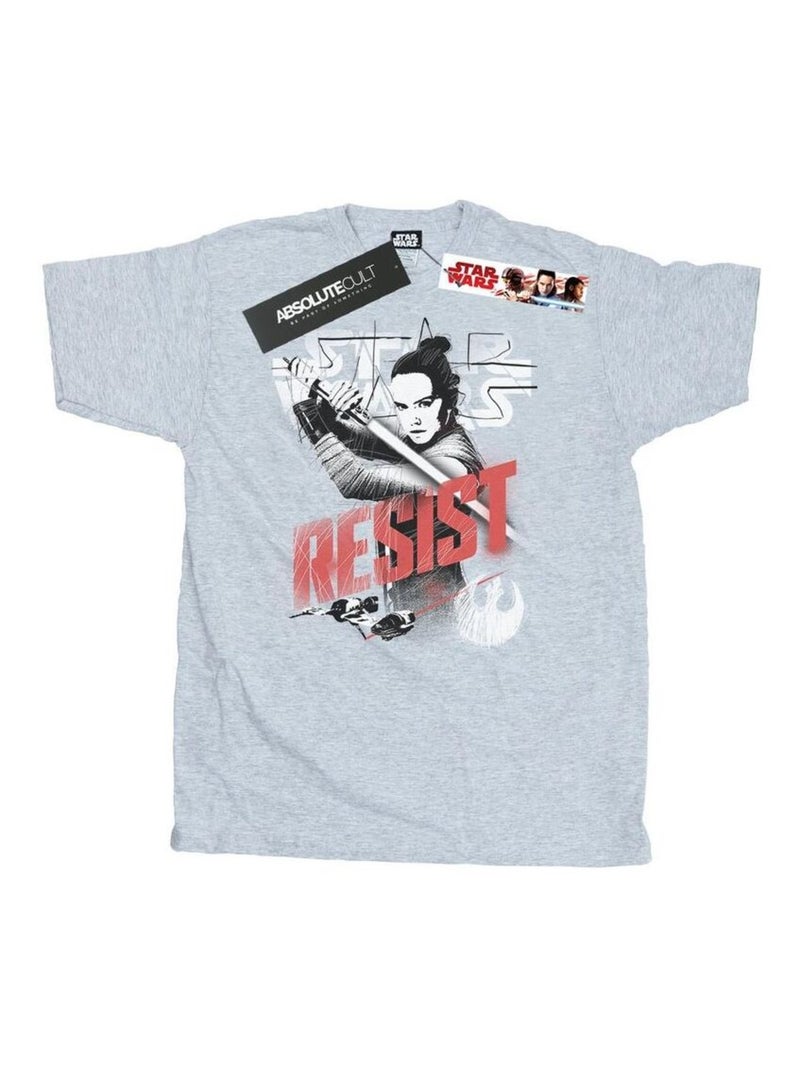 Star Wars - T-shirt THE LAST JEDI RESIST Gris chiné - Kiabi