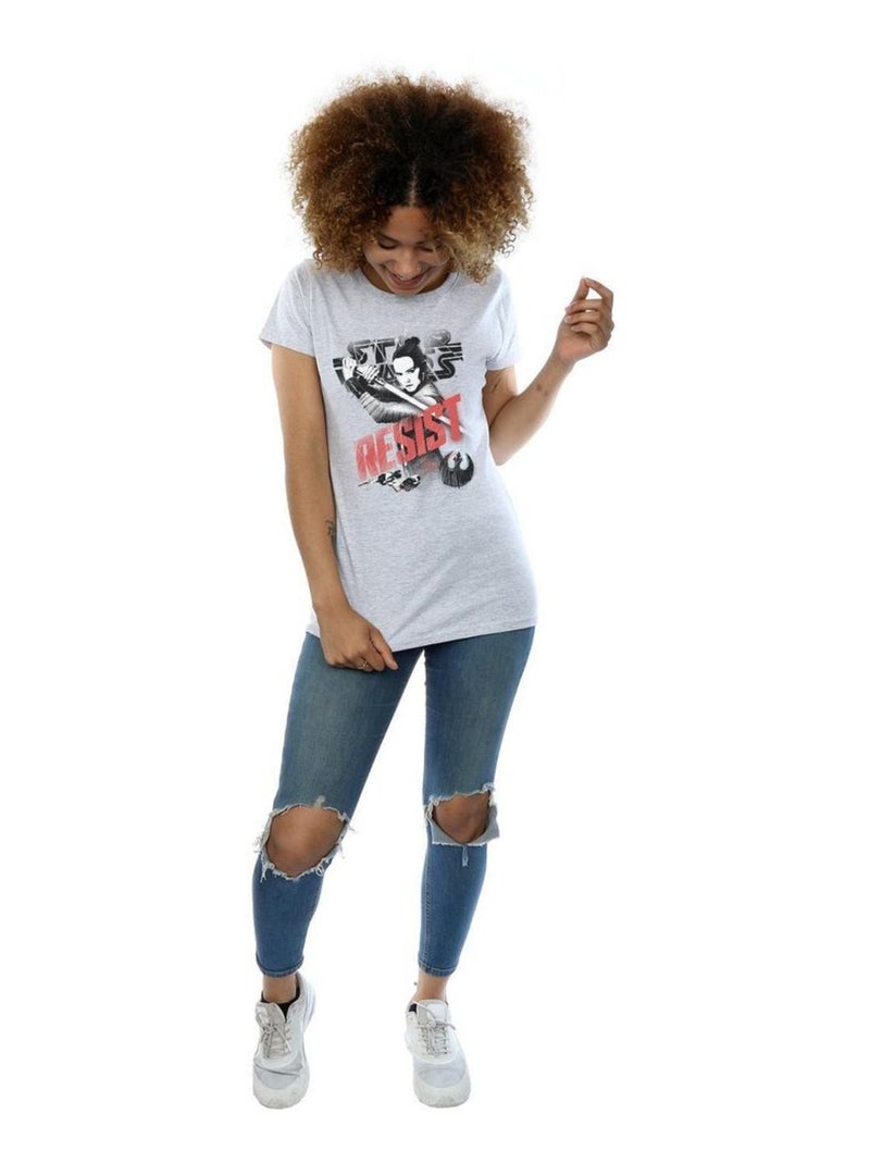 Star Wars - T-shirt THE LAST JEDI RESIST Gris chiné - Kiabi