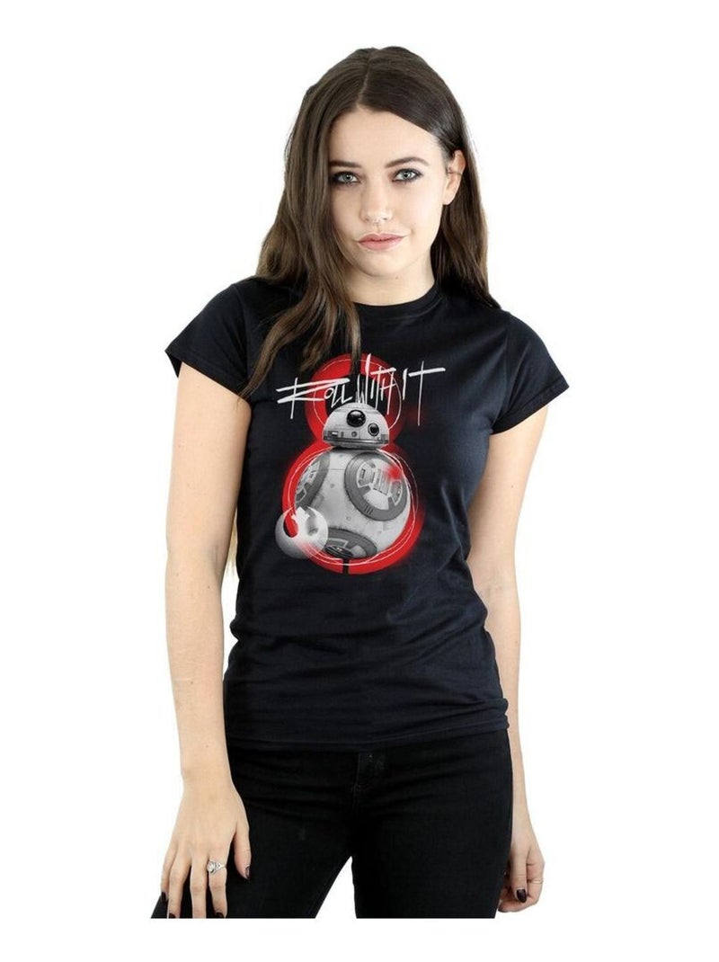 Star Wars - T-shirt THE LAST JEDI ROLL WITH IT Noir - Kiabi