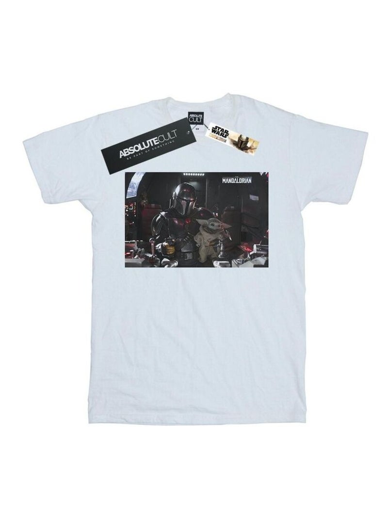 Star Wars - T-shirt THE MANDALORIAN AND CO-PILOT Blanc - Kiabi
