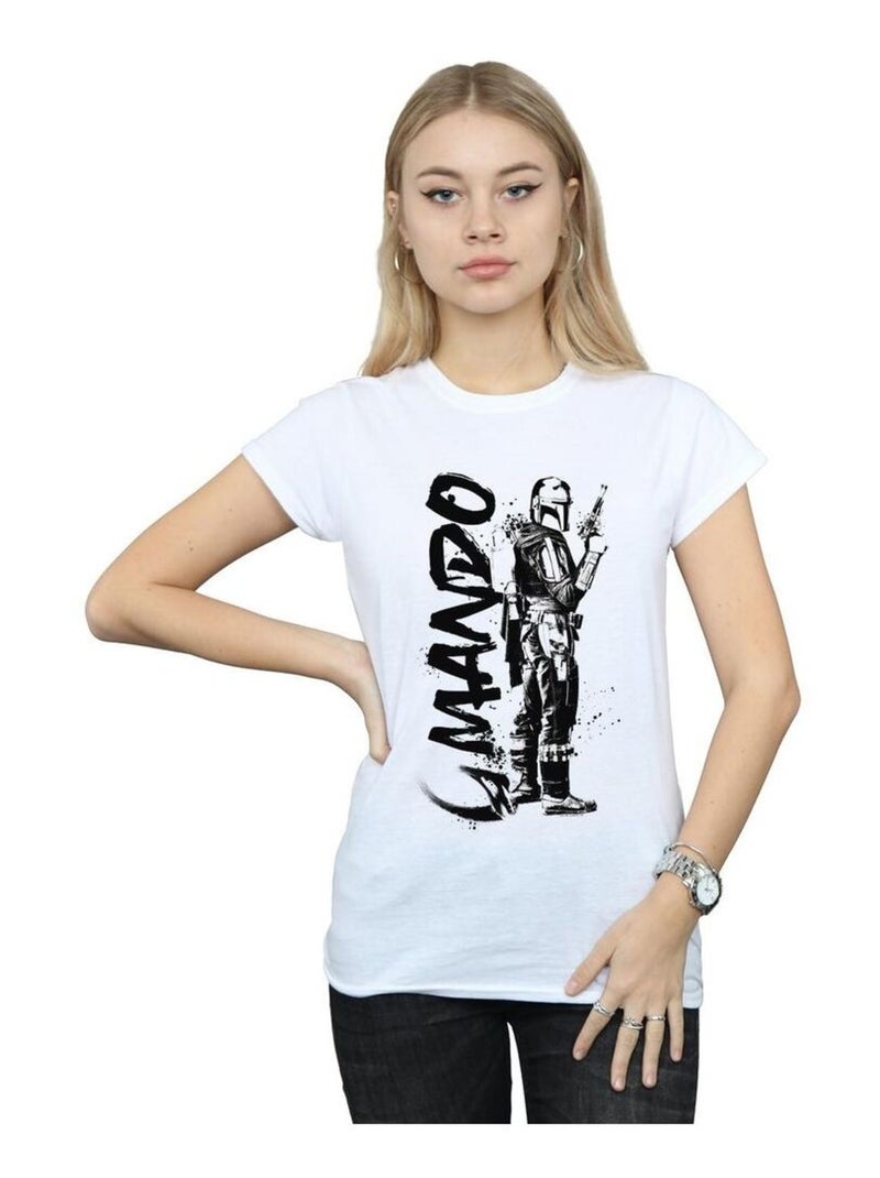 Star Wars - T-shirt THE MANDALORIAN Blanc - Kiabi