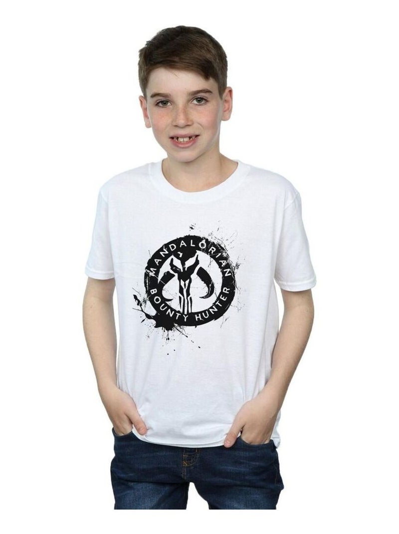 Star Wars - T-shirt THE MANDALORIAN BOUNTY HUNTER Blanc - Kiabi