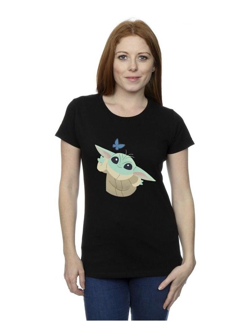Star Wars - T-shirt THE MANDALORIAN BUTTERFLY CATCHING Noir - Kiabi