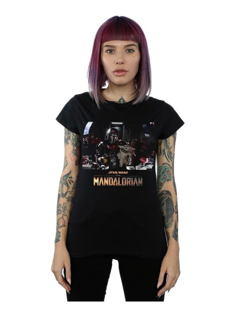 Star Wars - T-shirt THE MANDALORIAN CHILD ON BOARD Noir - Kiabi