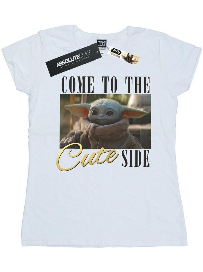 Star Wars - T-shirt THE MANDALORIAN COME TO THE CUTE SIDE Blanc - Kiabi