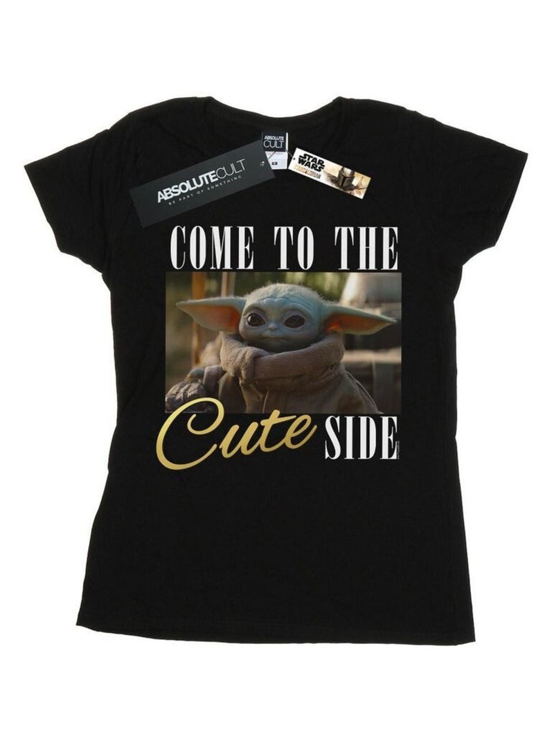 Star Wars - T-shirt THE MANDALORIAN COME TO THE CUTE SIDE Noir - Kiabi