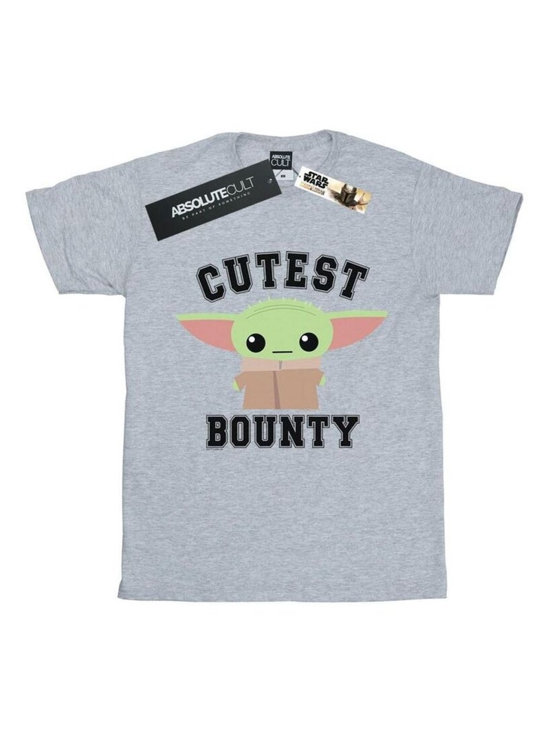 Star Wars - T-shirt THE MANDALORIAN CUTEST BOUNTY Gris chiné - Kiabi