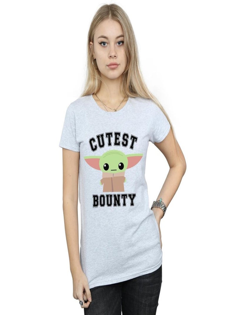 Star Wars - T-shirt THE MANDALORIAN CUTEST BOUNTY Gris chiné - Kiabi