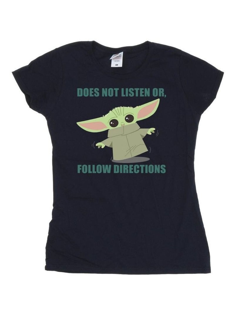 Star Wars - T-shirt THE MANDALORIAN DOES NOT LISTEN Bleu marine - Kiabi