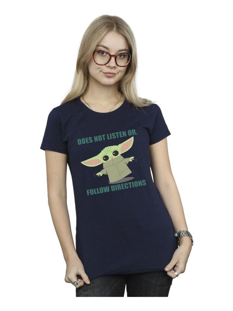 Star Wars - T-shirt THE MANDALORIAN DOES NOT LISTEN Bleu marine - Kiabi
