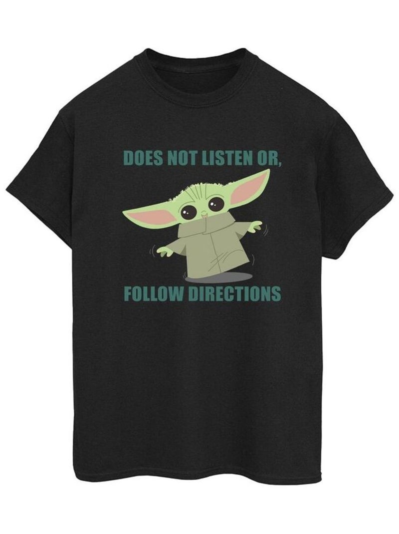 Star Wars - T-shirt THE MANDALORIAN DOES NOT LISTEN Noir - Kiabi