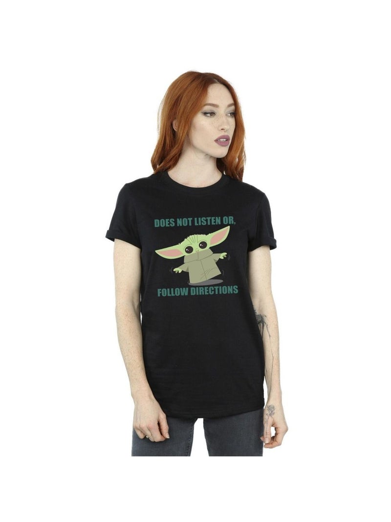 Star Wars - T-shirt THE MANDALORIAN DOES NOT LISTEN Noir - Kiabi
