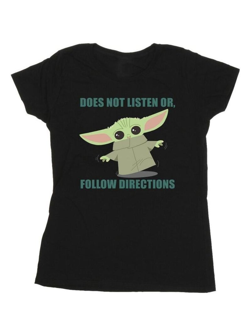 Star Wars - T-shirt THE MANDALORIAN DOES NOT LISTEN Noir - Kiabi
