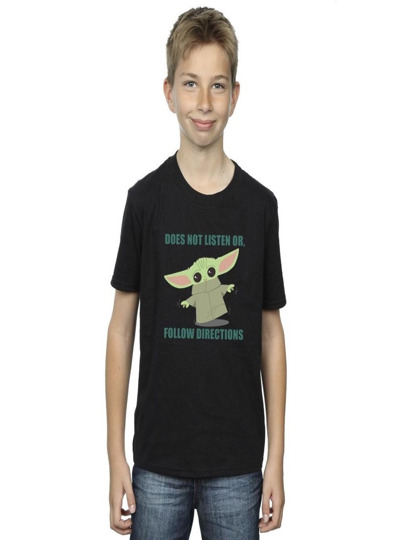 Star Wars - T-shirt THE MANDALORIAN DOES NOT LISTEN Noir - Kiabi