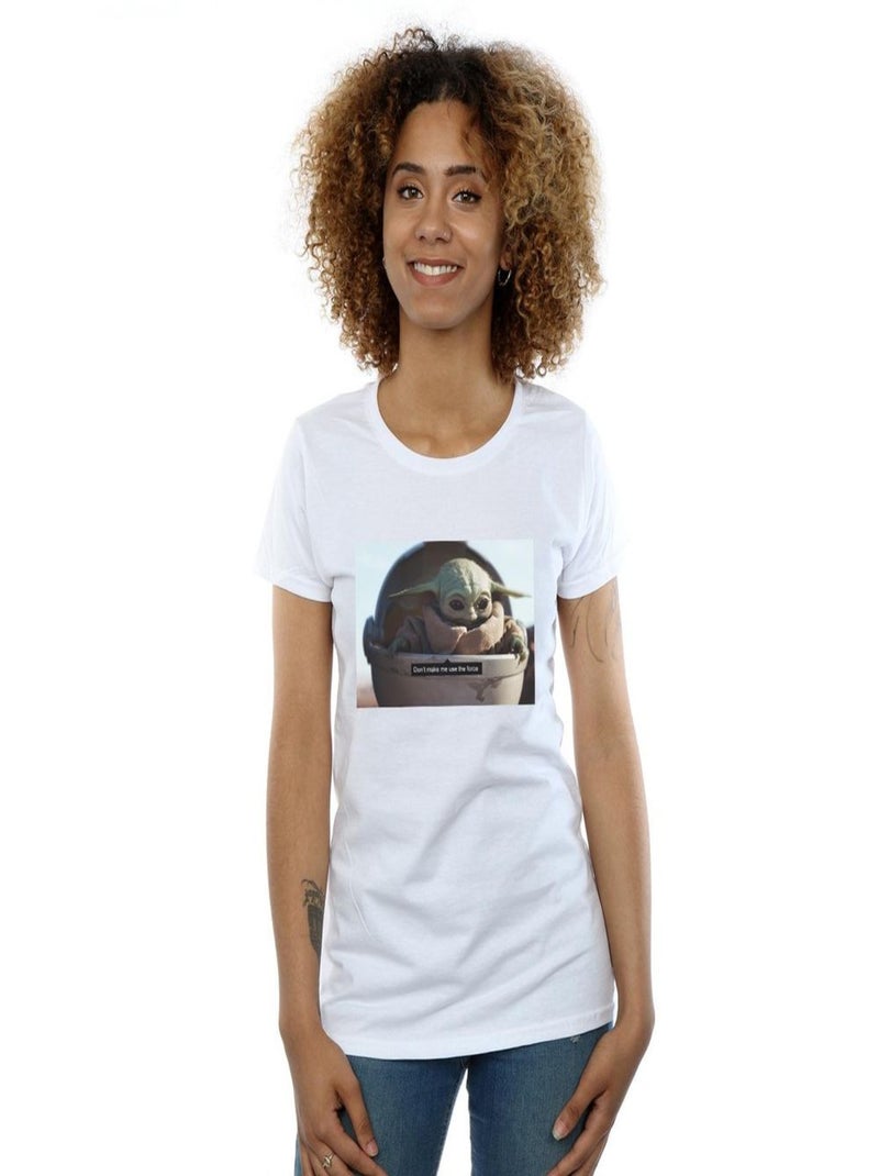 Star Wars - T-shirt THE MANDALORIAN DON'T MAKE ME Blanc - Kiabi