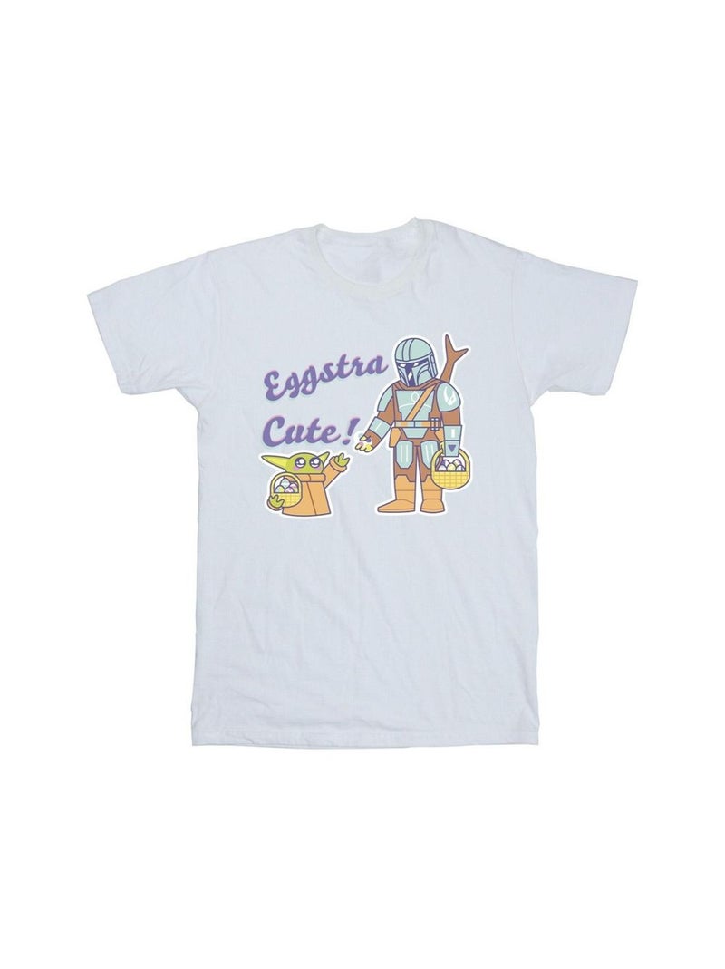 Star Wars - T-shirt THE MANDALORIAN EGGSTRA CUTE Blanc - Kiabi