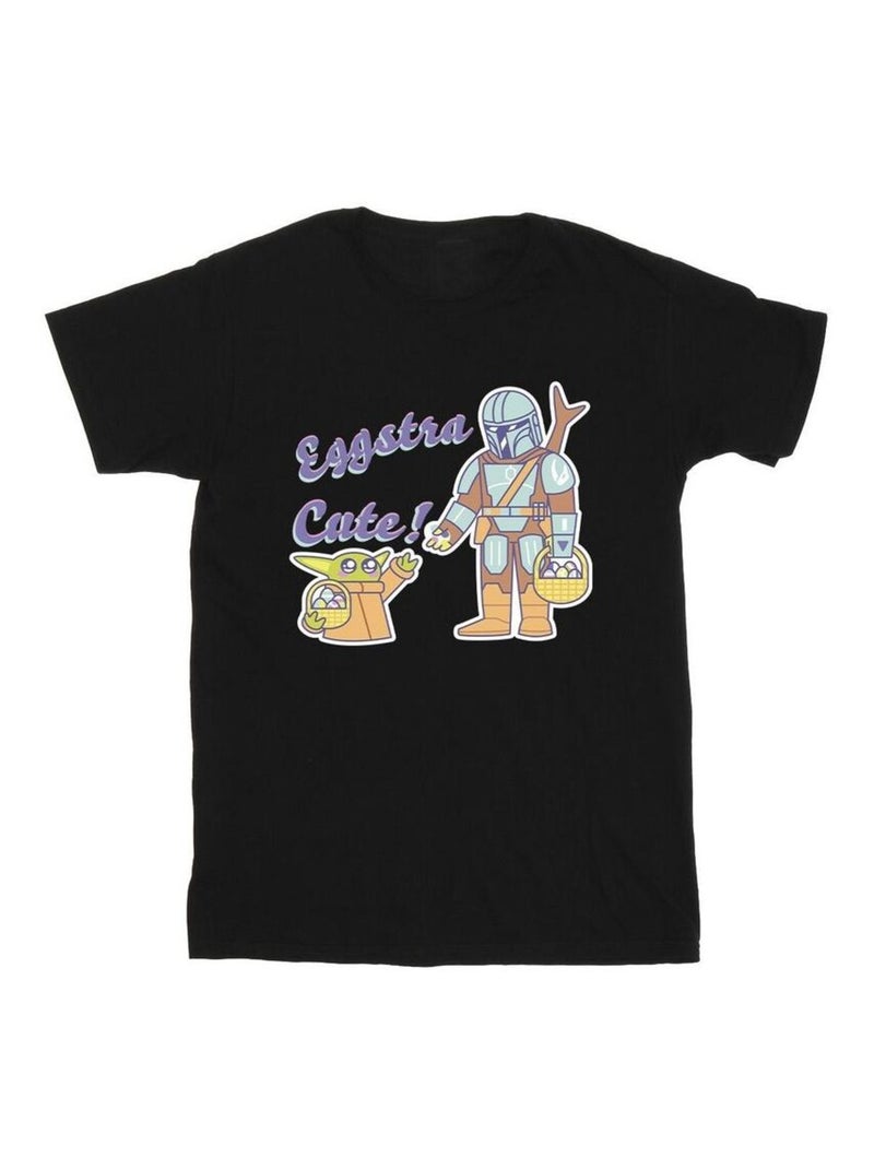 Star Wars - T-shirt THE MANDALORIAN EGGSTRA CUTE Noir - Kiabi