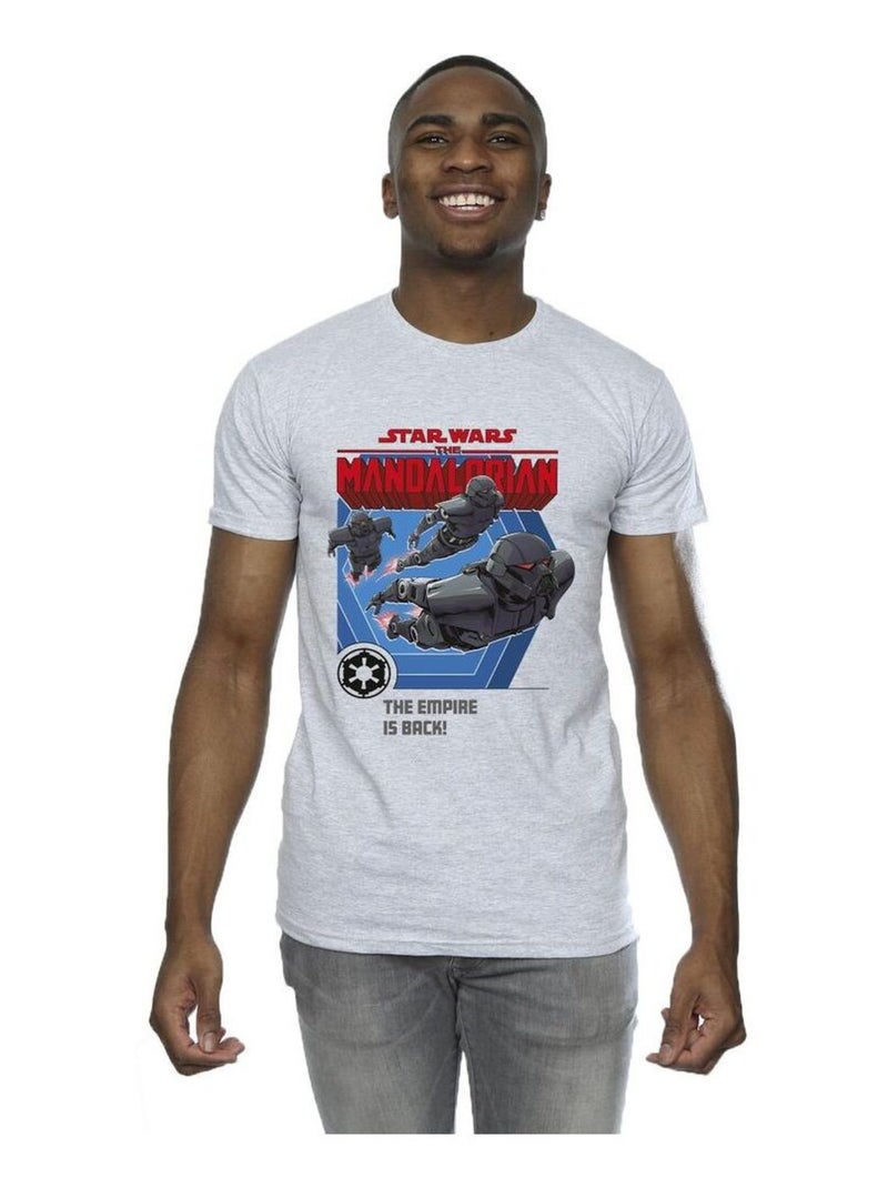 Star Wars - T-shirt THE MANDALORIAN EMPIRE IS BACK Gris chiné - Kiabi