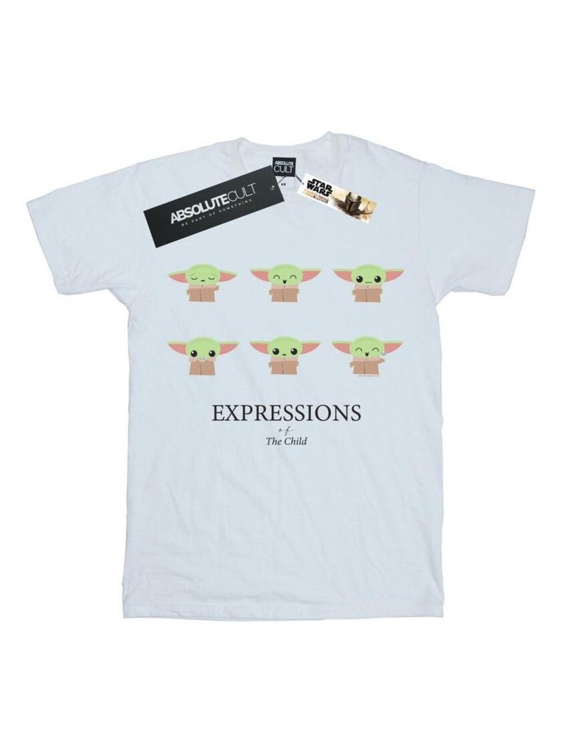 Star Wars - T-shirt THE MANDALORIAN EXPRESSIONS OF THE CHILD Blanc - Kiabi