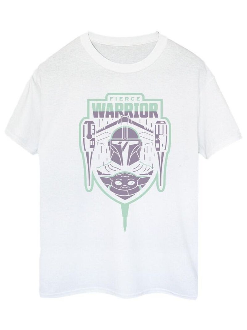 Star Wars - T-shirt THE MANDALORIAN FIERCE WARRIOR Blanc - Kiabi