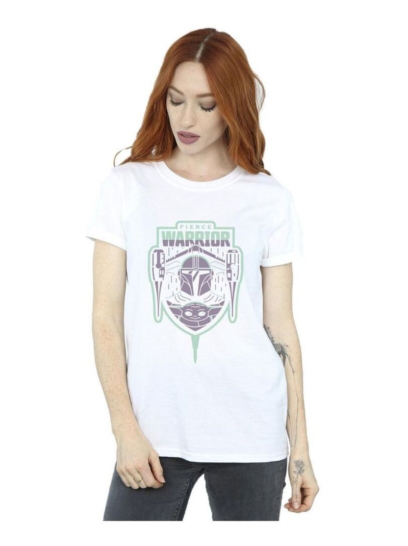 Star Wars - T-shirt THE MANDALORIAN FIERCE WARRIOR Blanc - Kiabi