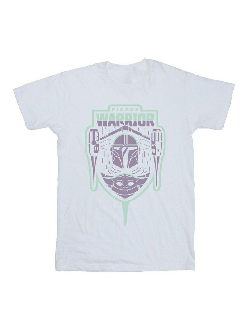 Star Wars - T-shirt THE MANDALORIAN FIERCE WARRIOR Blanc - Kiabi