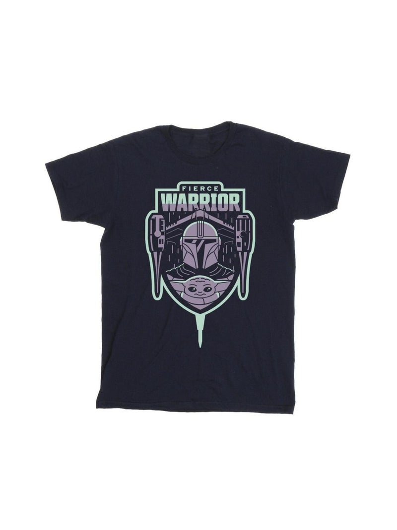 Star Wars - T-shirt THE MANDALORIAN FIERCE WARRIOR Bleu marine - Kiabi