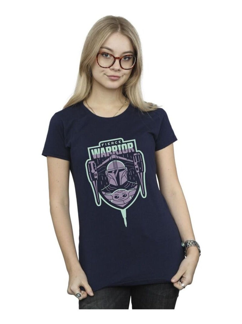 Star Wars - T-shirt THE MANDALORIAN FIERCE WARRIOR Bleu marine - Kiabi