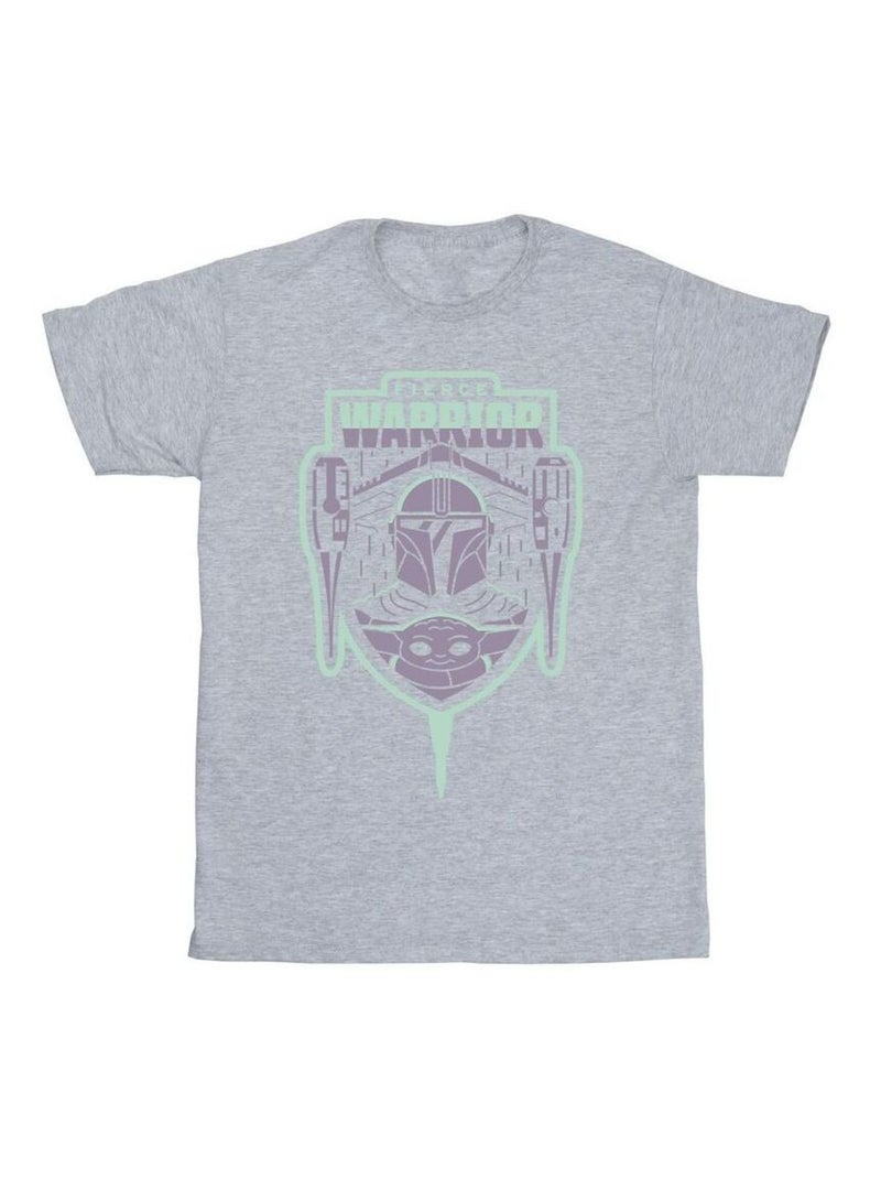 Star Wars - T-shirt THE MANDALORIAN FIERCE WARRIOR Gris chiné - Kiabi