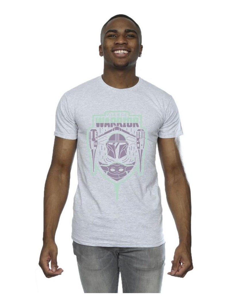 Star Wars - T-shirt THE MANDALORIAN FIERCE WARRIOR Gris chiné - Kiabi