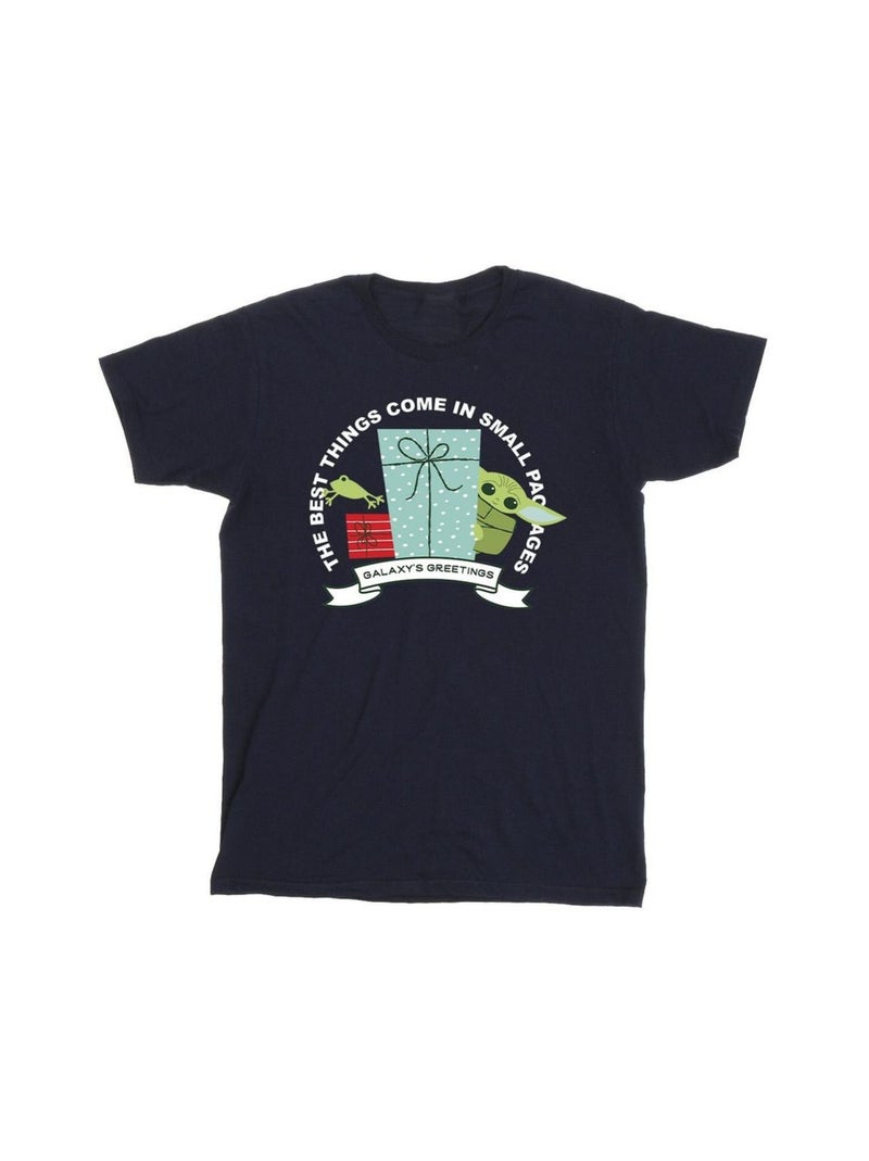 Star Wars - T-shirt THE MANDALORIAN GALAXY'S GREETINGS Bleu marine - Kiabi