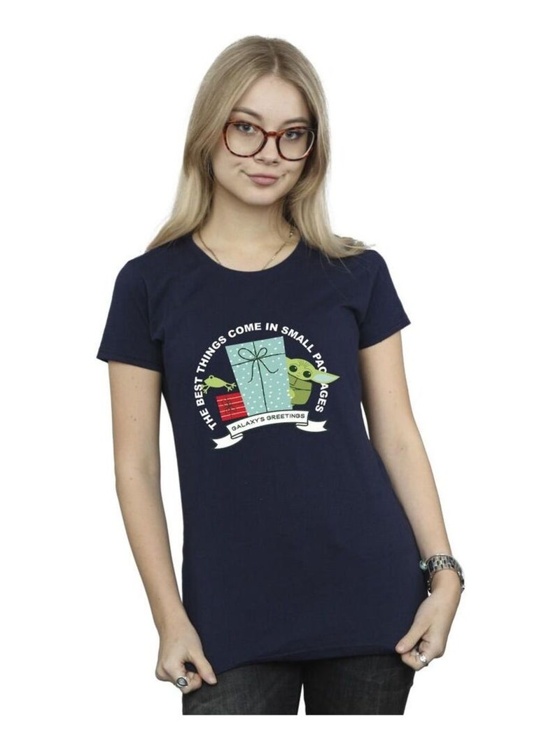 Star Wars - T-shirt THE MANDALORIAN GALAXY'S GREETINGS Bleu marine - Kiabi