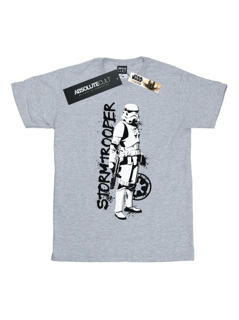 Star Wars - T-shirt THE MANDALORIAN Gris chiné - Kiabi