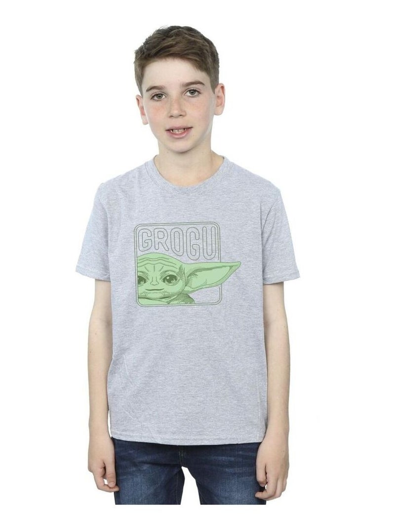 Star Wars - T-shirt THE MANDALORIAN Gris chiné - Kiabi