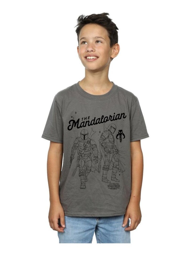 Star Wars - T-shirt THE MANDALORIAN HUNTER Gris Noir - Kiabi