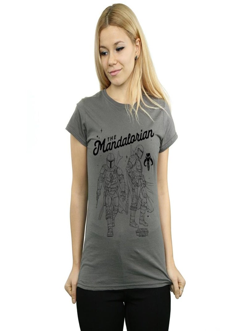 Star Wars - T-shirt THE MANDALORIAN HUNTER Gris Noir - Kiabi