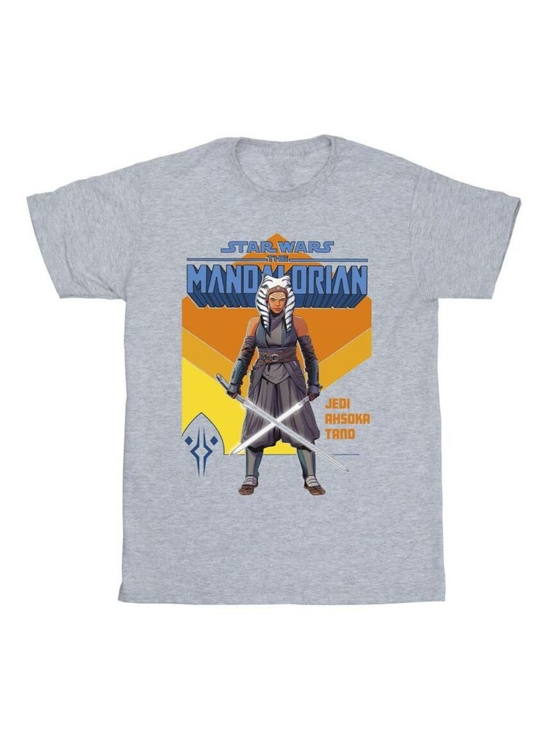 Star Wars - T-shirt THE MANDALORIAN JEDI Gris chiné - Kiabi